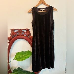 EE by Etcetera Black Burnout Crushed Velvet Whimsigoth Midi Shift Dress